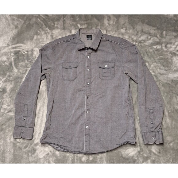 Seven 7 Diamonds Long Sleeve Button Shirt Men's L Grey w/Contrast Stitching - Picture 1 of 11